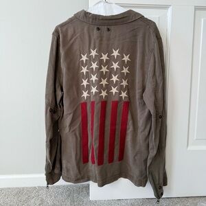 Pam & Gela USA American Flag Olive Jacket
